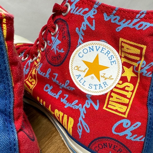 Converse CTAS Red All Over Graphic Print Canvas High-Top Sneakers Men's 12 - Picture 5 of 10